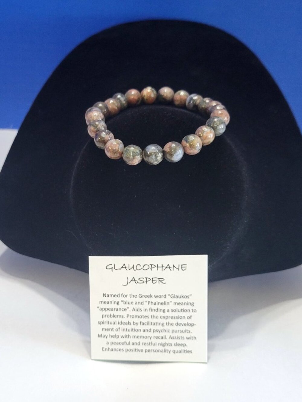 Vintage Natural Glaucophane Jasper Beaded Bracelet for Intuition